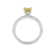 Pear shape canary yellow gemstone ring, white gold classic basket setting.