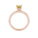 Pear shape canary yellow gemstone ring, rose gold classic basket setting.