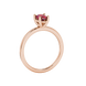 Side profile, rose gold raspberry red ring, classic basket gallery.