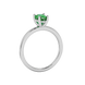 Side profile, white gold emerald green ring, classic basket gallery.