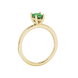 Side profile, yellow gold emerald green ring, classic basket gallery.