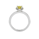 Pear shape canary yellow gemstone ring, white gold french pavé halo setting.