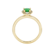 Pear shape emerald green gemstone ring, yellow gold french pavé halo setting.