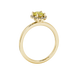 Side profile, yellow gold canary yellow ring, french pavé halo gallery.