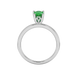 Side profile, white gold emerald green ring, lotus basket gallery.