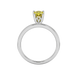 Pear shape canary yellow gemstone ring, white gold lotus basket setting.
