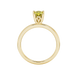 Pear shape canary yellow gemstone ring, yellow gold lotus basket setting.