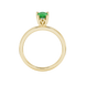 Pear shape emerald green gemstone ring, yellow gold lotus basket setting.