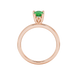 Pear shape emerald green gemstone ring, rose gold lotus basket setting.