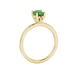 Side profile, yellow gold emerald green ring, lotus basket gallery.