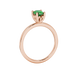 Side profile, rose gold emerald green ring, lotus basket gallery.