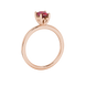 Side profile, rose gold raspberry red ring, lotus basket gallery.