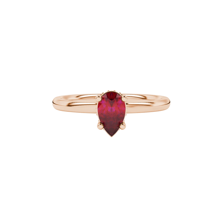 Pear Hidden Halo Gemstone Ring