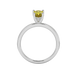 Pear shape canary yellow gemstone ring, white gold pavé basket setting.