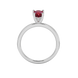 Pear shape raspberry red gemstone ring, white gold pavé basket setting.