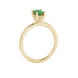 Side profile, yellow gold emerald green ring, pavé basket gallery.