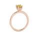 Side profile, rose gold canary yellow ring, pavé basket gallery.