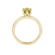 Pear shape canary yellow gemstone ring, yellow gold scalloped six-prong setting.
