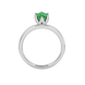 Pear shape emerald green gemstone ring, white gold scalloped six-prong setting.