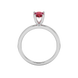 Pear shape raspberry red gemstone ring, white gold surprise diamond setting.