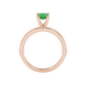Pear shape emerald green gemstone ring, rose gold surprise diamond setting