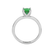 Pear shape emerald green gemstone ring, white gold tulip basket setting.