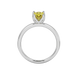 Pear shape canary yellow gemstone ring, white gold tulip basket setting.