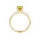 Pear shape canary yellow gemstone ring, yellow gold tulip basket setting.