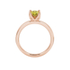 Pear shape canary yellow gemstone ring, rose gold tulip basket setting.