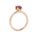 Side profile, rose gold raspberry red ring, tulip basket gallery.