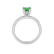 Pear shape emerald green gemstone ring, white gold vintage basket setting.