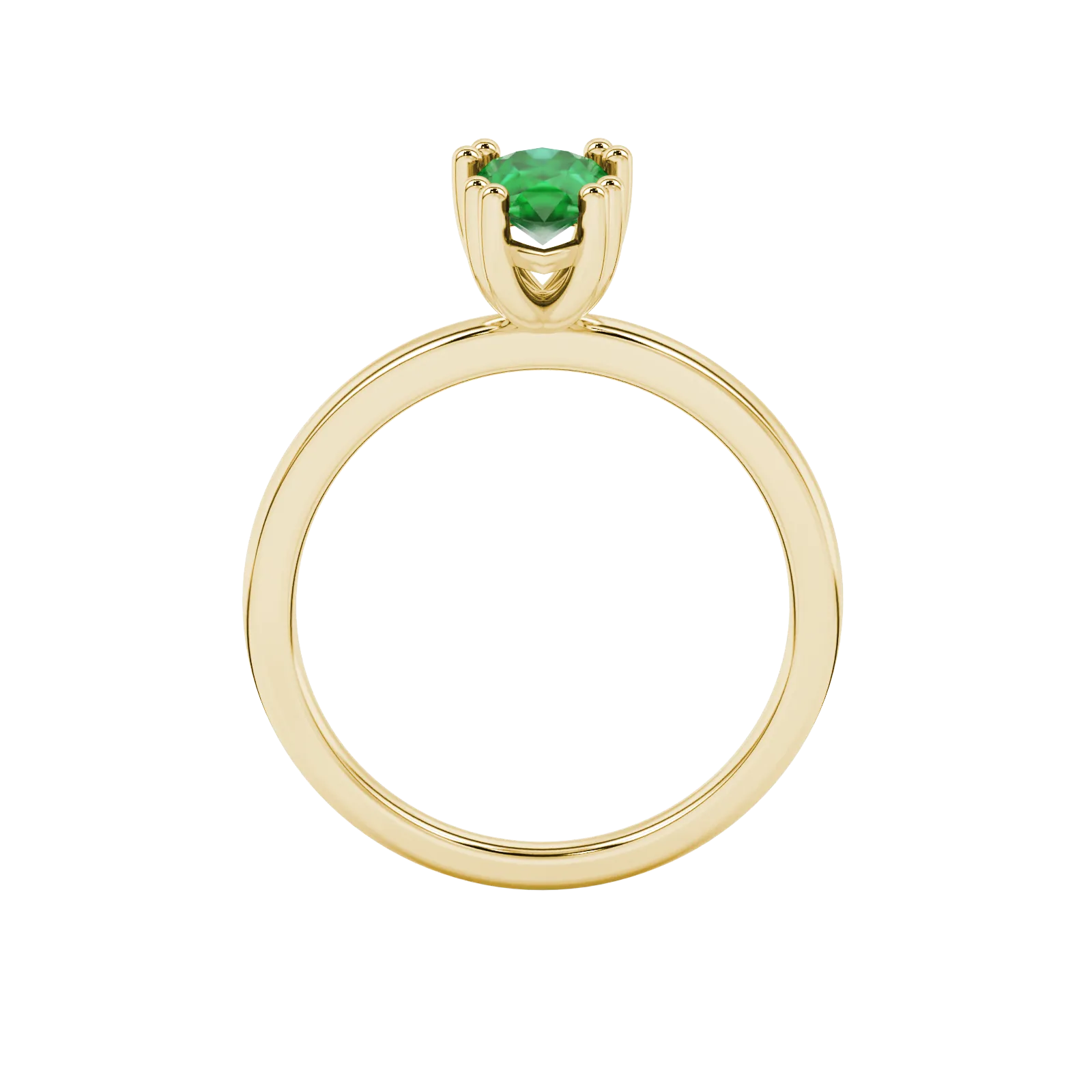 Pear shape emerald green gemstone ring, yellow gold vintage basket setting.