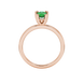 Pear shape emerald green gemstone ring, rose gold vintage basket setting.