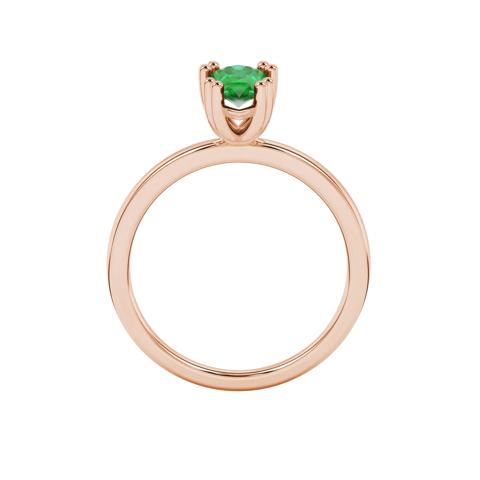 Pear shape emerald green gemstone ring, rose gold vintage basket setting.