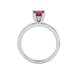 Pear shape raspberry red gemstone ring, white gold vintage basket setting.