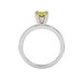 Pear shape canary yellow gemstone ring, white gold vintage basket setting.
