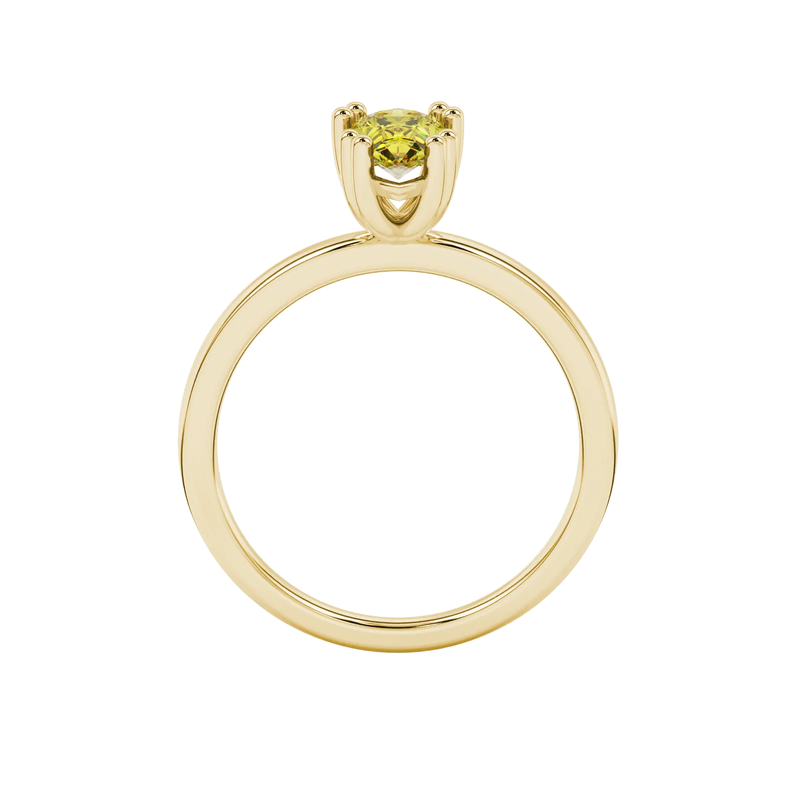 Pear shape canary yellow gemstone ring, yellow gold vintage basket setting.