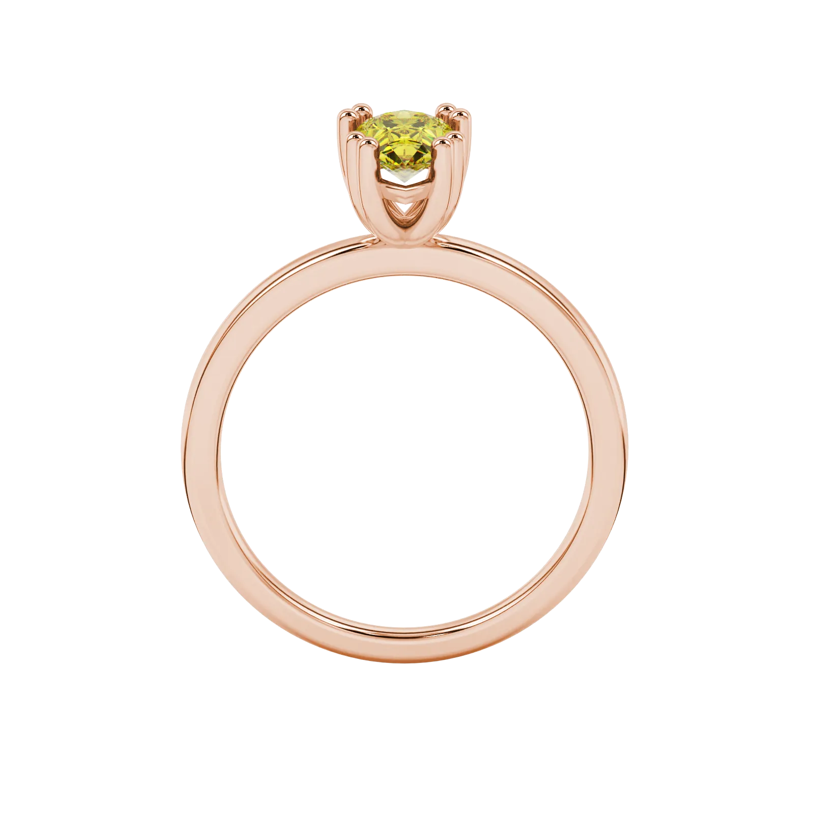 Pear shape canary yellow gemstone ring, rose gold vintage basket setting