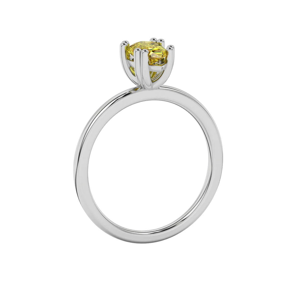 Side profile, white gold canary yellow ring, vintage basket gallery.