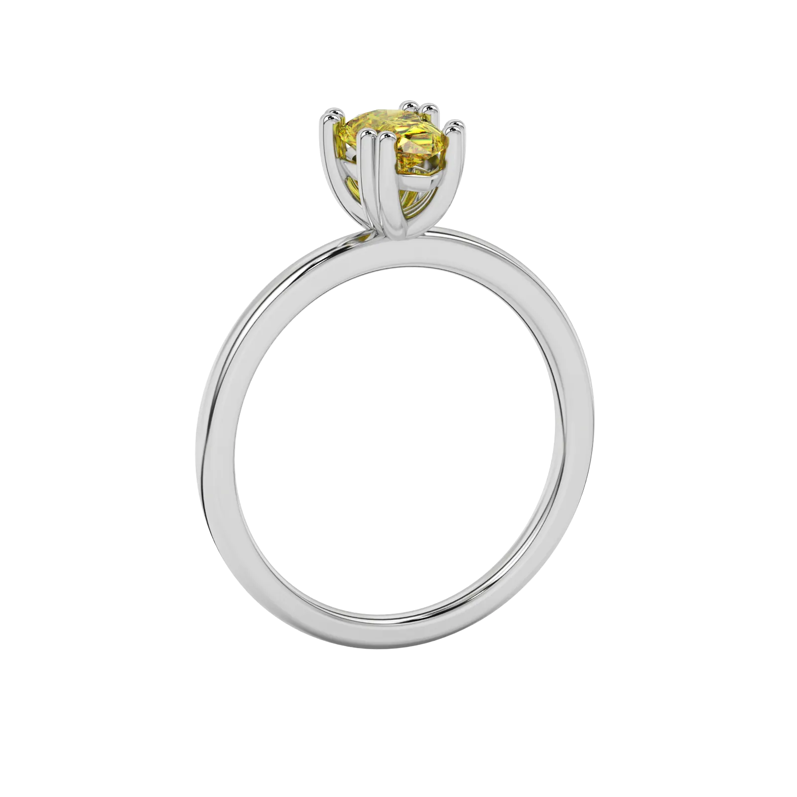 Side profile, white gold canary yellow ring, vintage basket gallery.