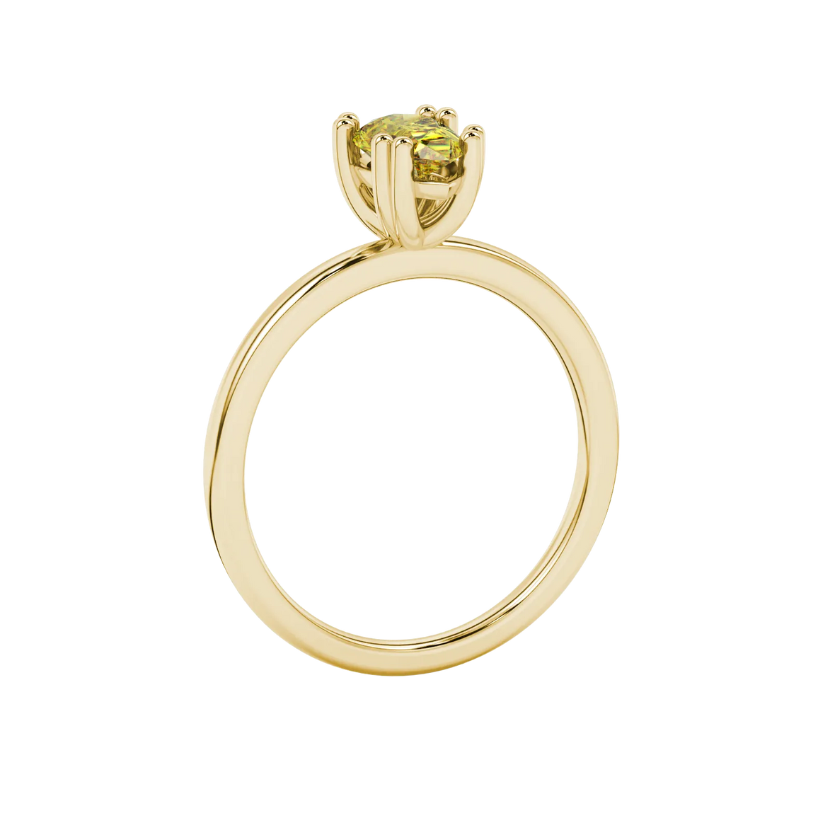 Side profile, yellow gold canary yellow ring, vintage basket gallery.