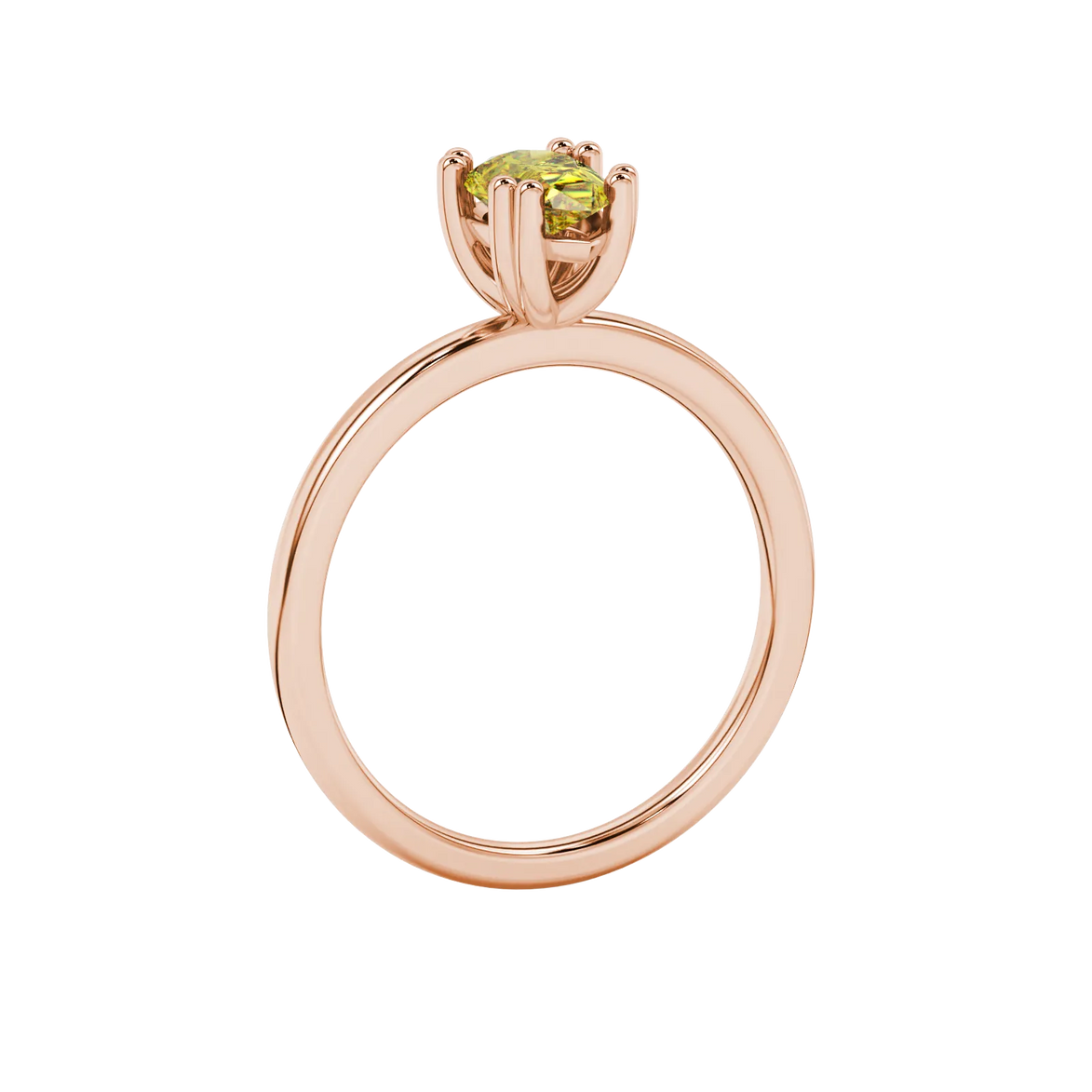 Side profile, rose gold canary yellow ring, vintage basket gallery.