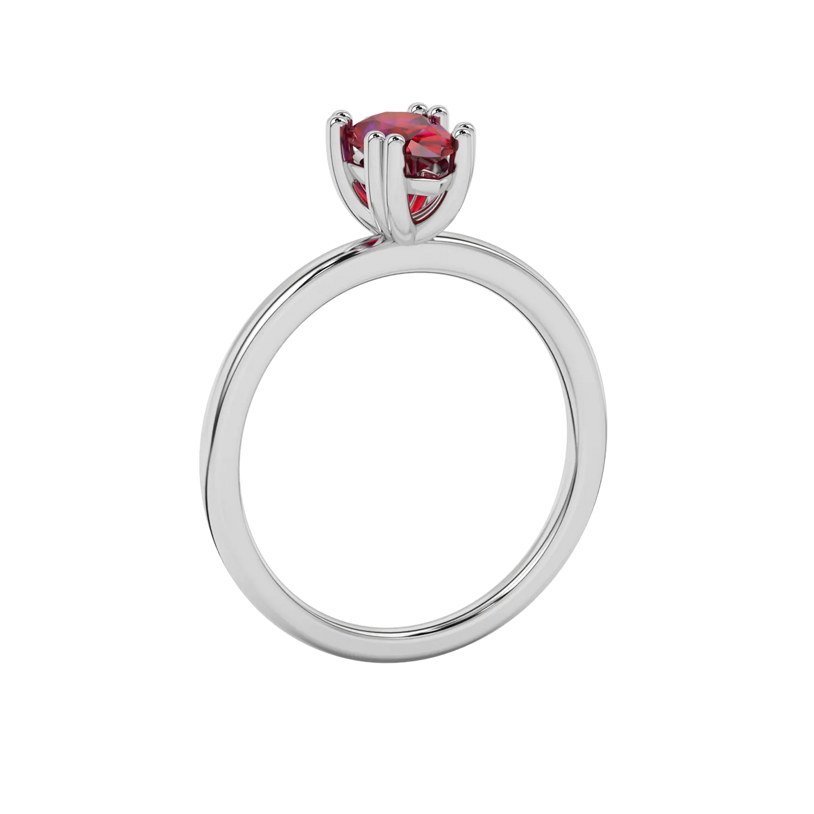 Side profile, white gold raspberry red ring, vintage basket gallery.
