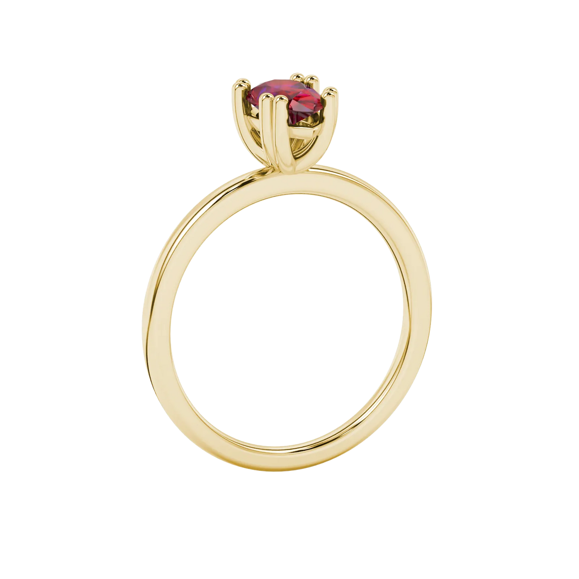 Side profile, yellow gold raspberry red ring, vintage basket gallery.