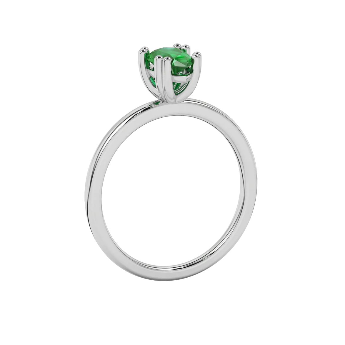 Side profile, white gold emerald green ring, vintage basket gallery.