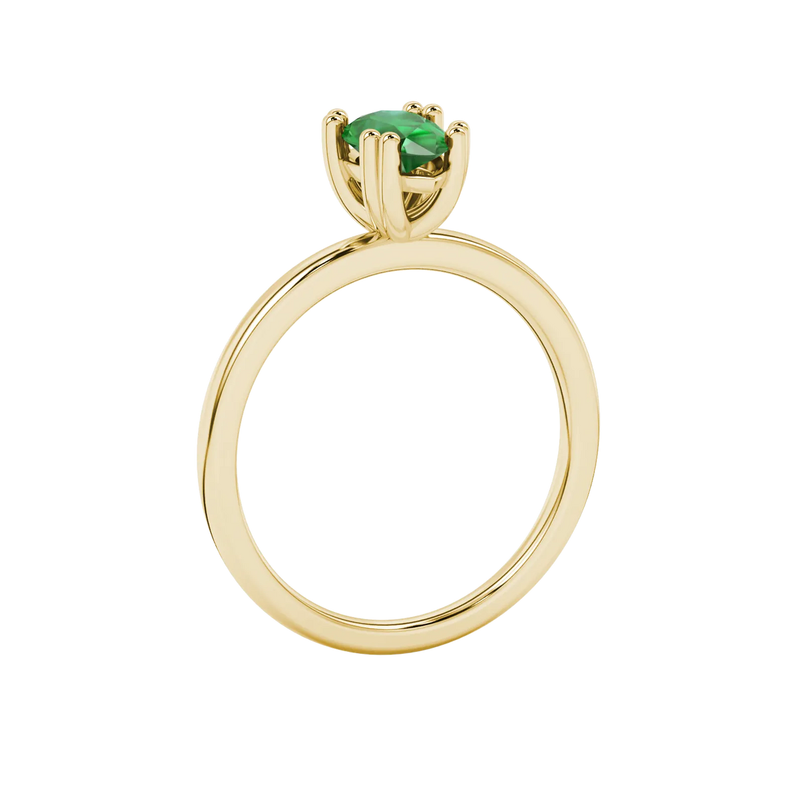 Side profile, yellow gold emerald green ring, vintage basket gallery.