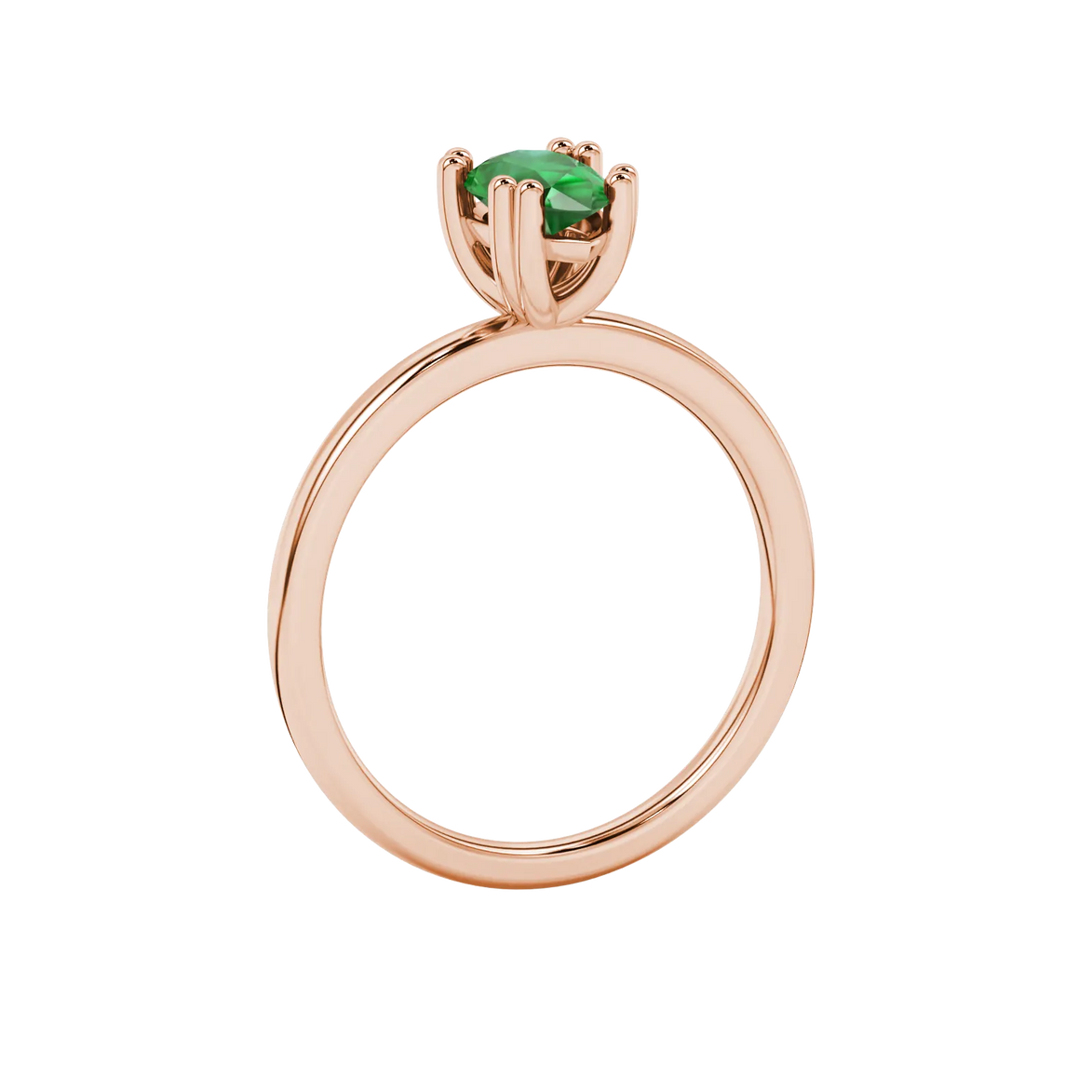 Side profile, rose gold emerald green ring, vintage basket gallery.