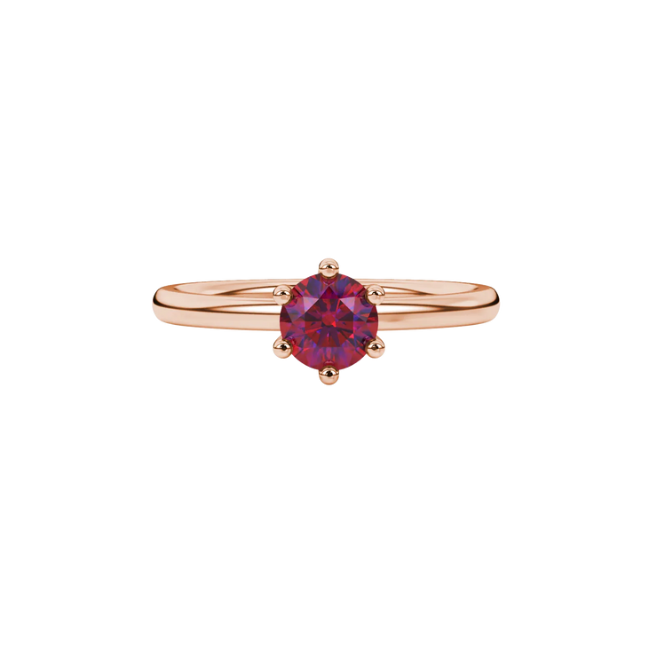 Round Six-Prong Solitaire Gemstone Ring