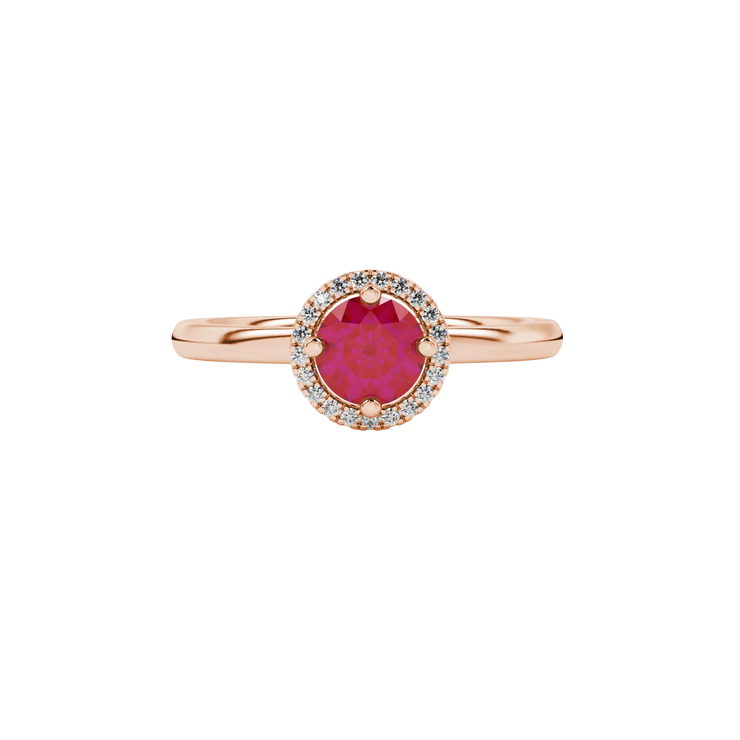Round Halo Gemstone Ring