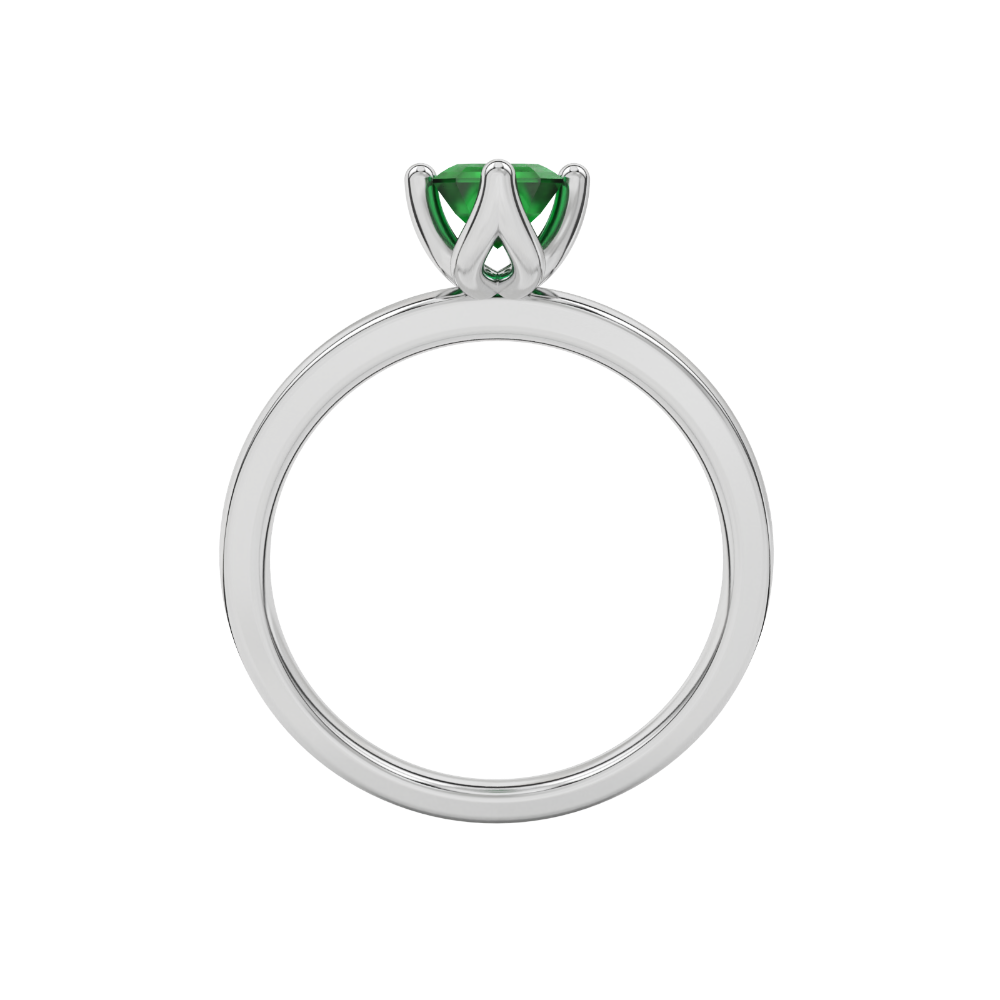 Green Emerald Cut Solitaire Gemstone Ring in Rose Gold